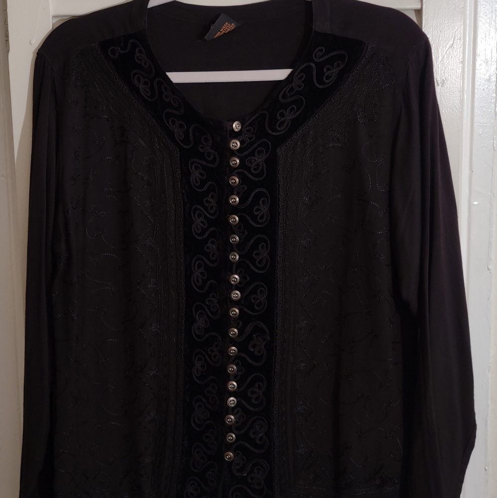 Boho Bohemian Women's Black Rayon Tunic (one size)